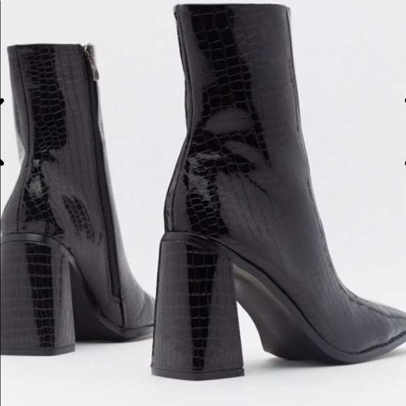 Nasty Gal Black Croc Patent Booties - Picture 3 of 3